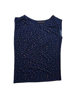 The Limited Women’s Polka Dot Navy Sleeveless Blouse M Lightweight Button Back